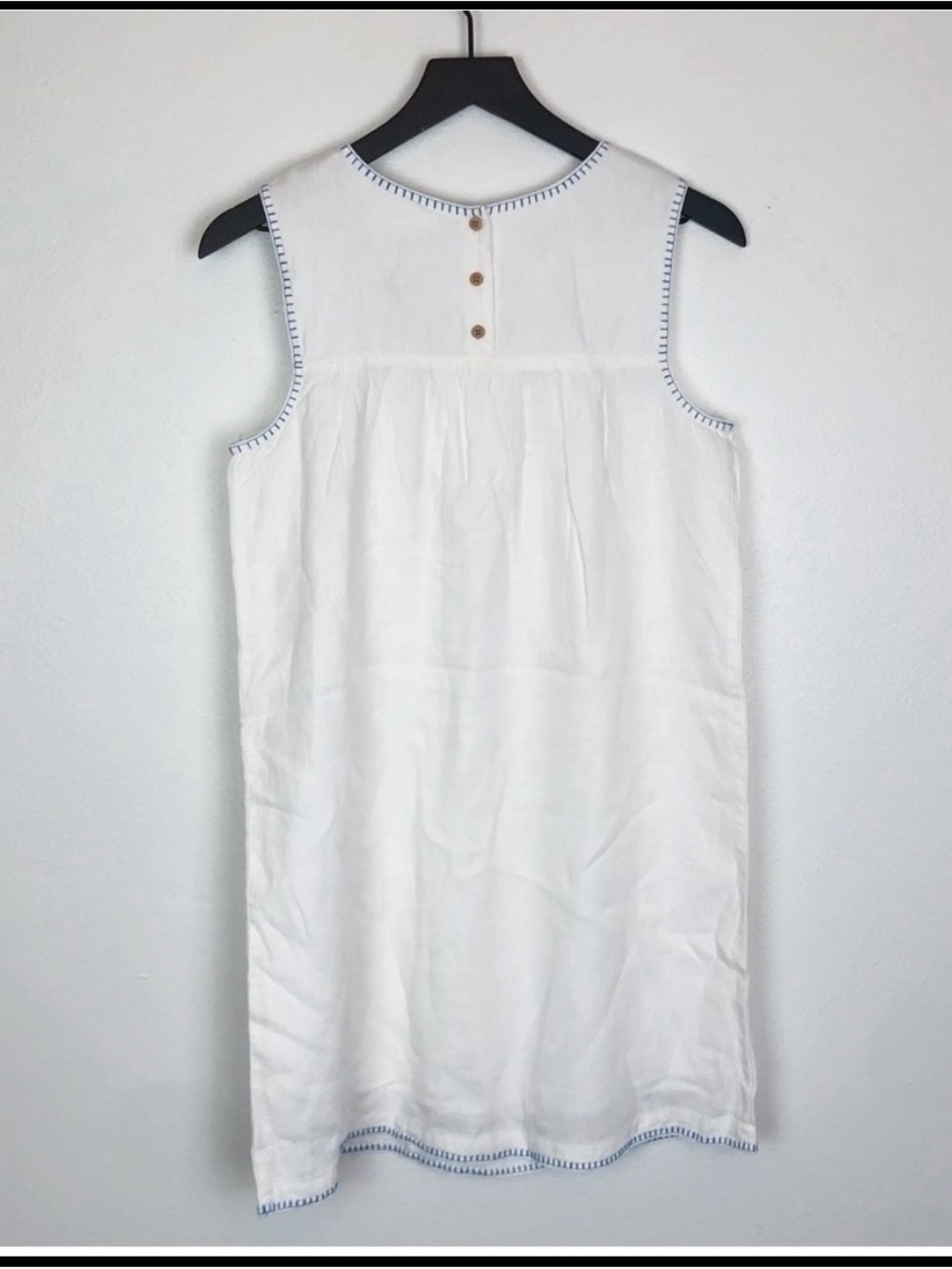 Lucky Brand White Mini Dress with Blue Embroidered Yoke - Picture 4 of 5